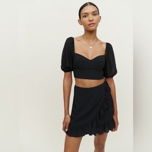 NWT Reformation 2 Piece Sinead black skirt set